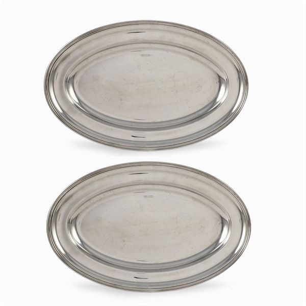 Sambonet, pair of  silvered brass trays  (Italy, 20th century)  - Auction Fine Silver and Art of the table - Colasanti Casa d'Aste