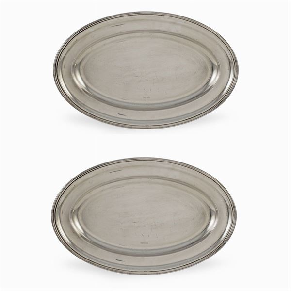 Sambonet, pair of silvered brass tray