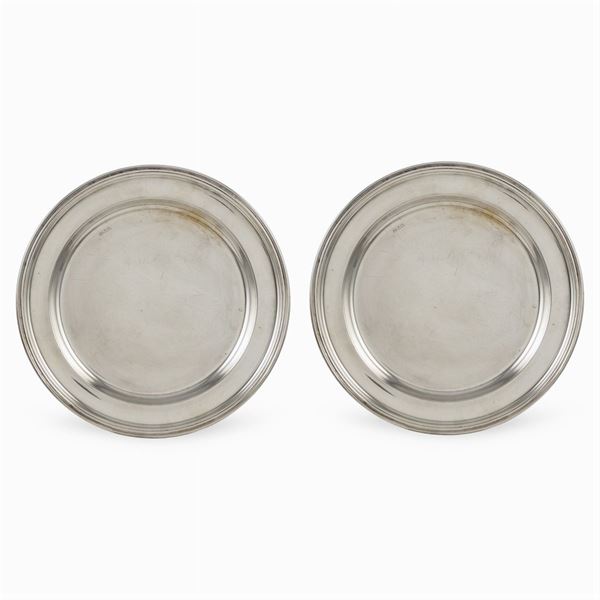 Sambonet, pair of  silvered brass trays