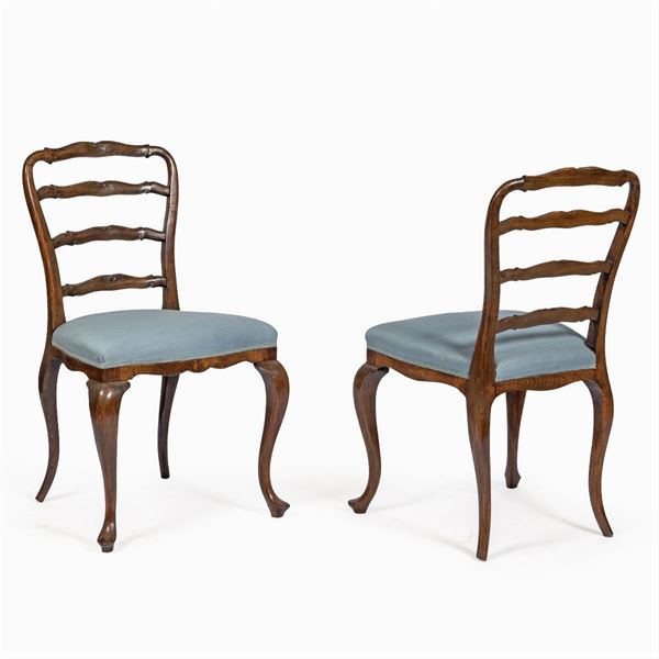 Pair of beech wood chairs  (Italy, 20th century)  - Auction From Important Roman Collections - Colasanti Casa d'Aste