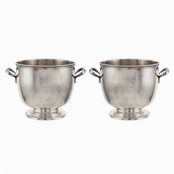 Sambonet, pair of silver-plated brass bottle buckets  (Italy, 20th century)  - Auction Fine Silver and Art of the table - Colasanti Casa d'Aste