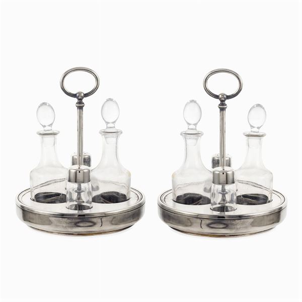 Sambonet, pair of stainless steel cruets