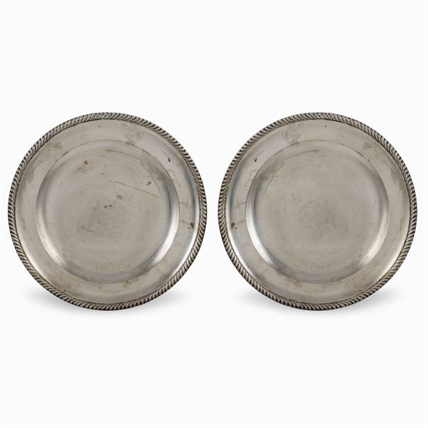 Pair of  silver metal trays
