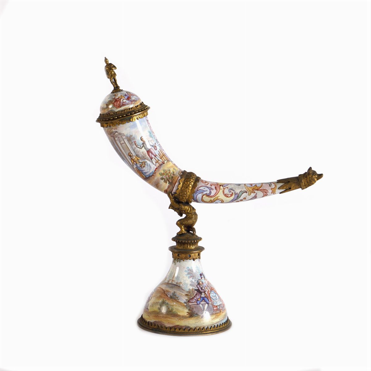 Cornucopia in Smalti e Bronzo Dorato