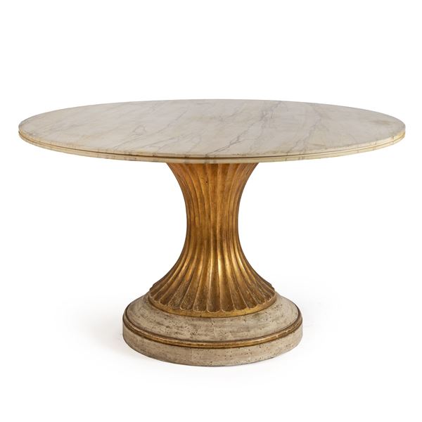 Tavolo da centro in legno laccato e dorato