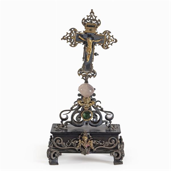 Silver and gilded copper crucifix  (Rome, 18th - 19th century)  - Auction From Important Roman Collections - Colasanti Casa d'Aste