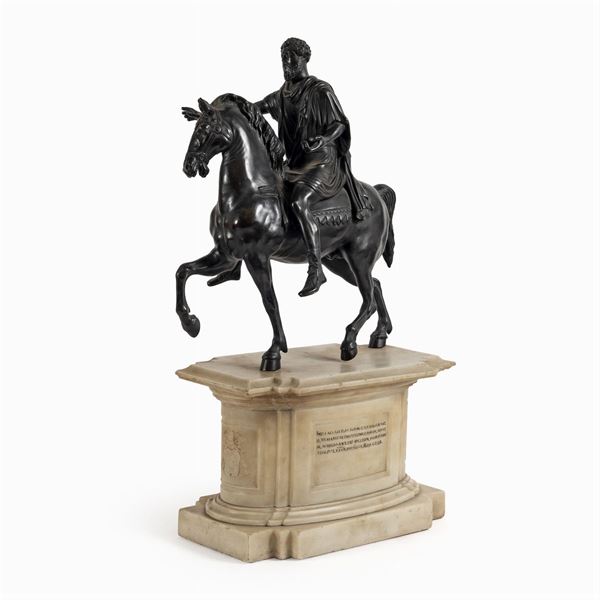 Burnished bronze and marble sculpture