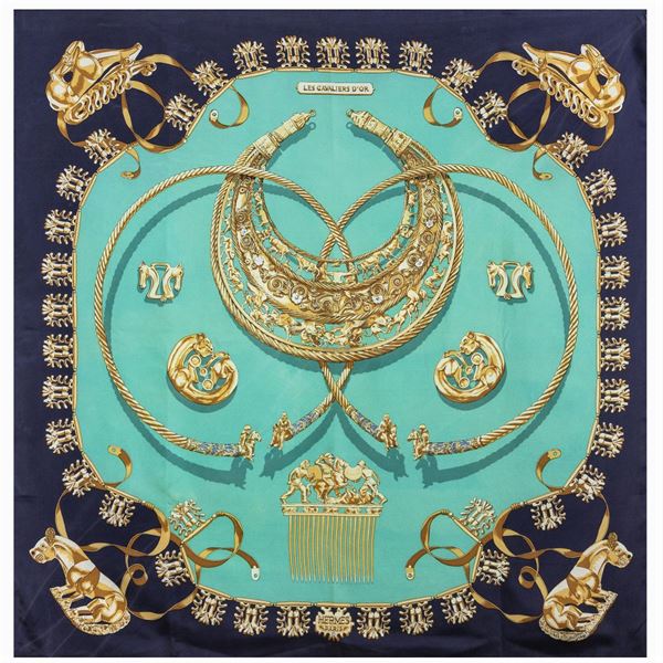 Hermes, Les Cavaliers D'Or collection vintage scarf  - Auction Fine Jewels Watches and Fashion Vintage - Colasanti Casa d'Aste