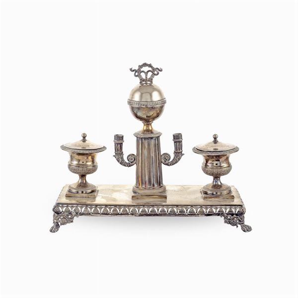 Silver inkwell  (Kingdom of Lombardy-Venetia, 1812 -1872)  - Auction Fine Silver and Art of the table - Colasanti Casa d'Aste