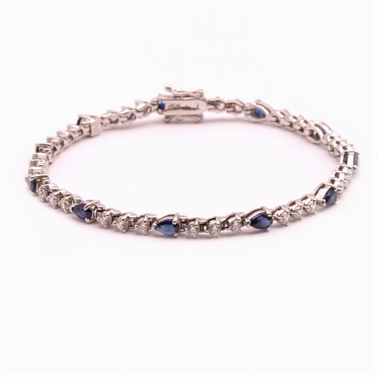 Bracciale in Oro Bianco 18kt Diamanti e Zaffiri