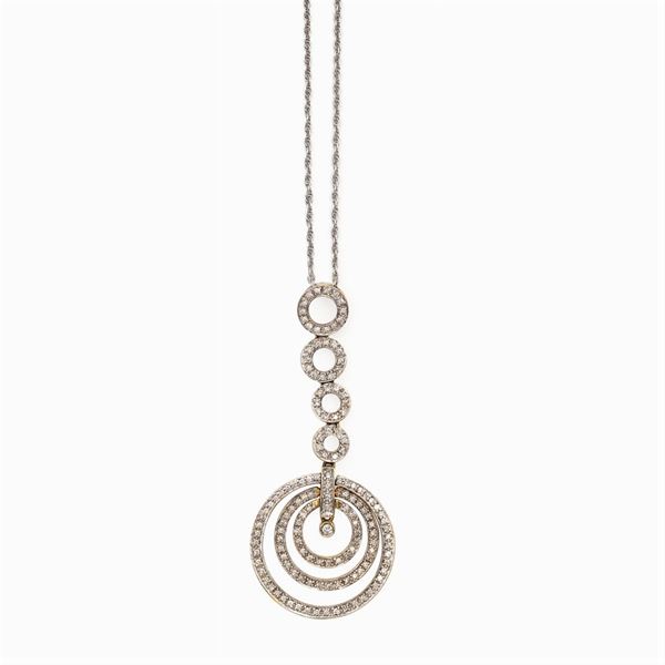 Pendente in oro a due colori 18kt e diamanti