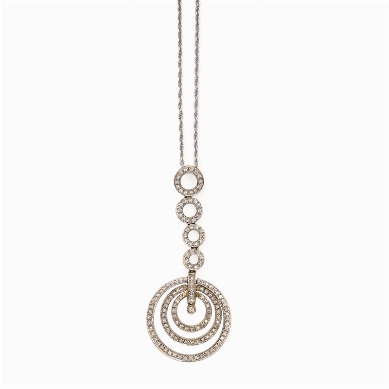 Pendente in Oro a Due Colori 18kt e Diamanti