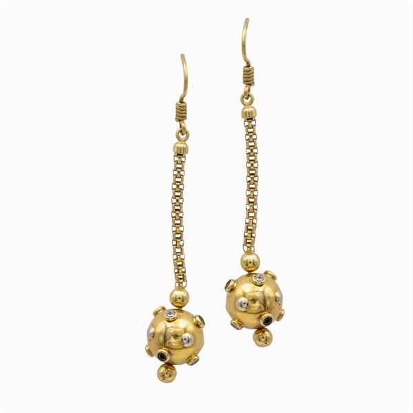 Orecchini pendenti mine in oro giallo 18kt