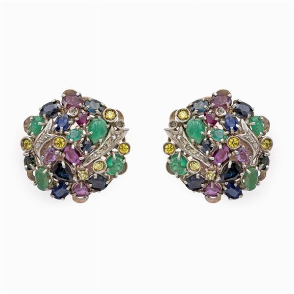 Gold and silver leverback earrings  - Auction Fine Jewels Watches and Fashion Vintage - Colasanti Casa d'Aste