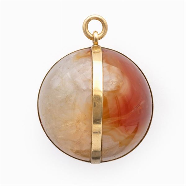 Pendente boule in corniola e oro giallo 18kt