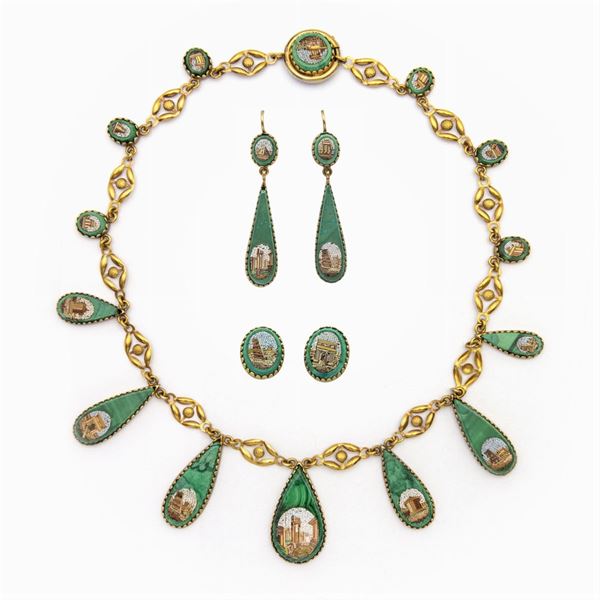 micromosaic parure depicting Views of Rome