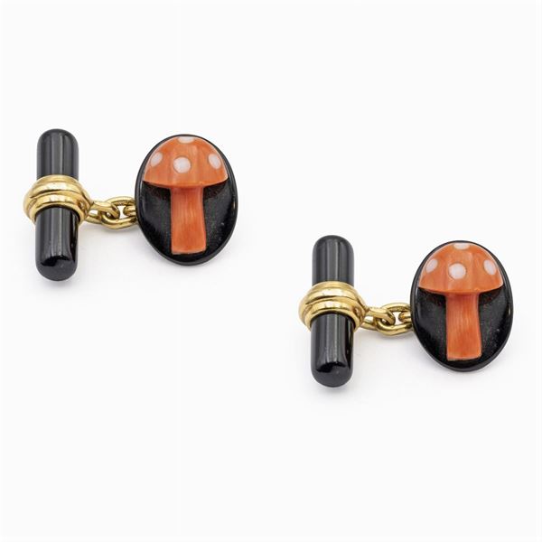 Gemelli funghetto in oro giallo 18kt