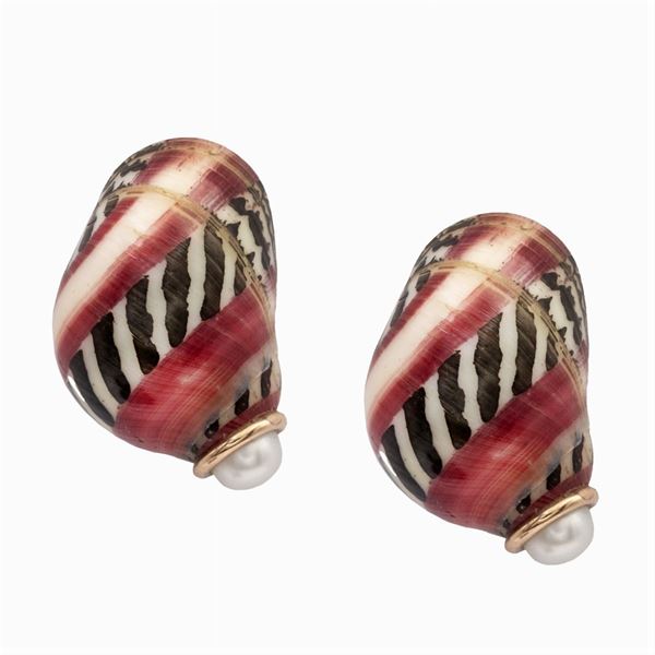18kt yellow gold colored shells Lobe earrings  - Auction Fine Jewels Watches and Fashion Vintage - Colasanti Casa d'Aste