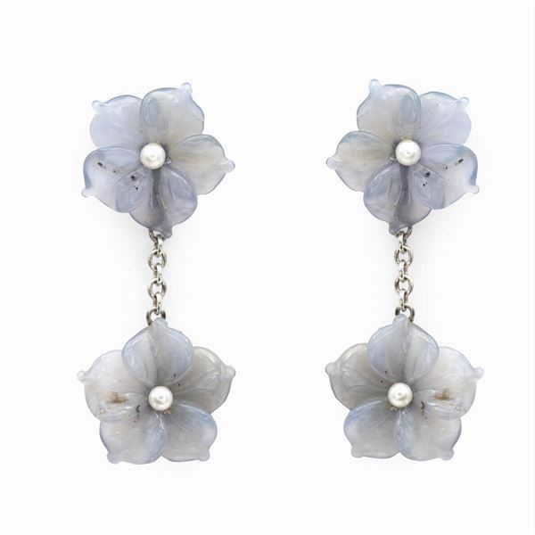 18kt white gold and chalcedony Pendant earrings  - Auction Fine Jewels Watches and Fashion Vintage - Colasanti Casa d'Aste