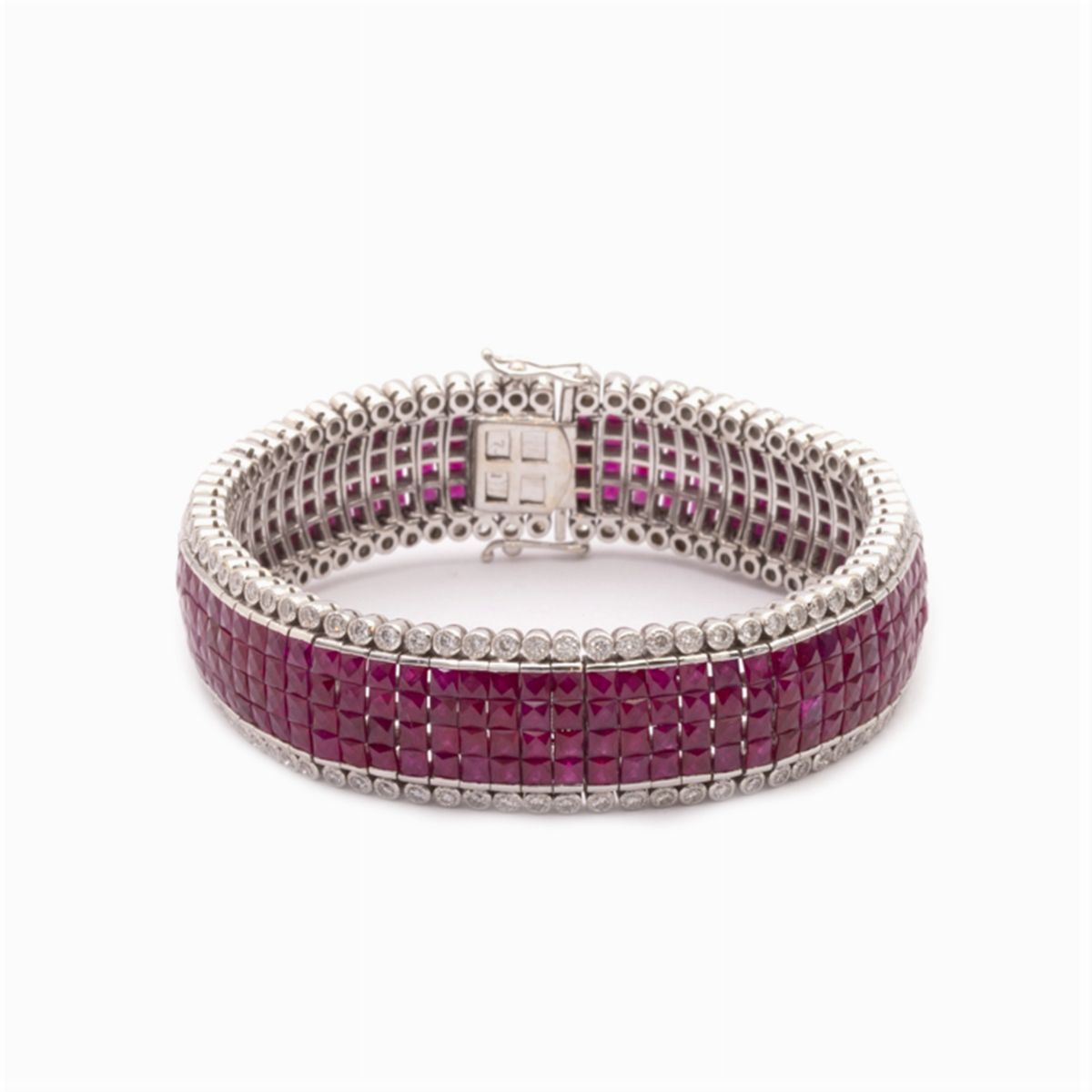 Bracciale in Oro Bianco 18kt Rubini e Diamanti