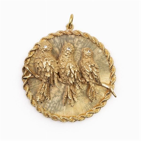 Pendente colombi in oro giallo 14kt