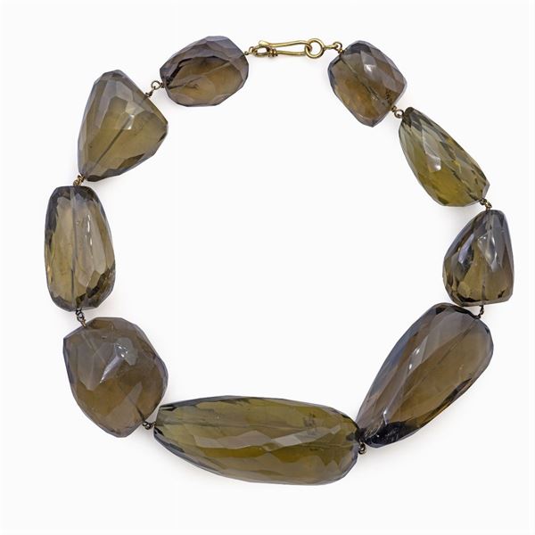 Collana in oro giallo 18kt e quarzo lemon  - Asta Gioielli Orologi e Fashion Vintage - Colasanti Casa d'Aste