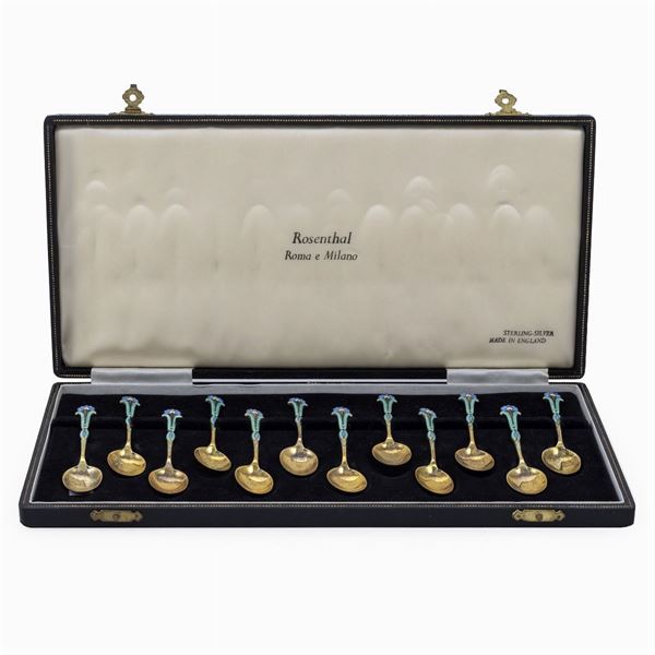 Rosenthal, set of 12 gilded silver coffee spoons