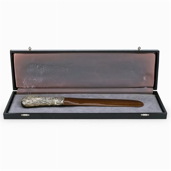 Large  silver and wood letter opener