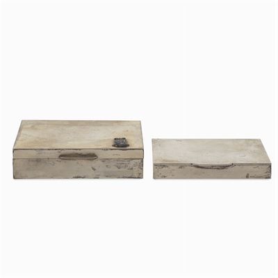Due Scatole Portasigarette in Argento e Legno