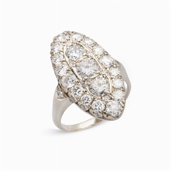 Anello a losanga in oro bianco 14kt e diamanti