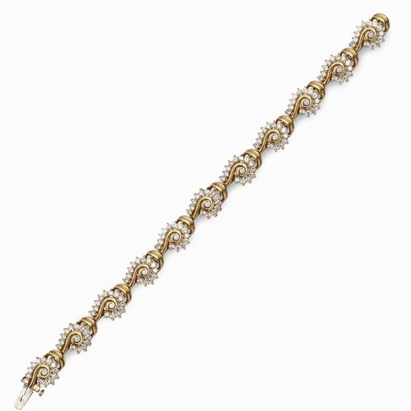 Bracciale in oro giallo 14kt e diamanti