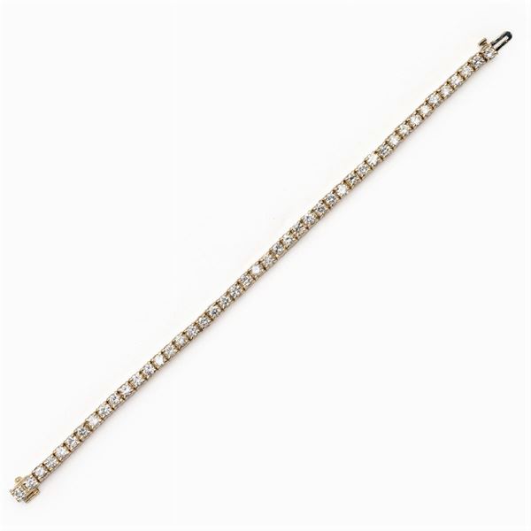 Bracciale tennis in oro giallo 14kt e diamanti