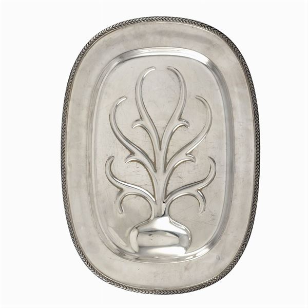 Silver metal roast tray