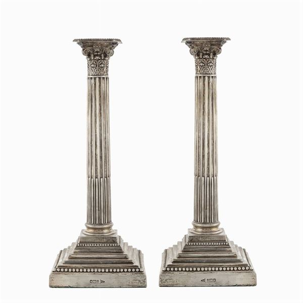 Pair of silver candlesticks  (Sheffield, 1901)  - Auction Fine Silver and Art of the table - Colasanti Casa d'Aste