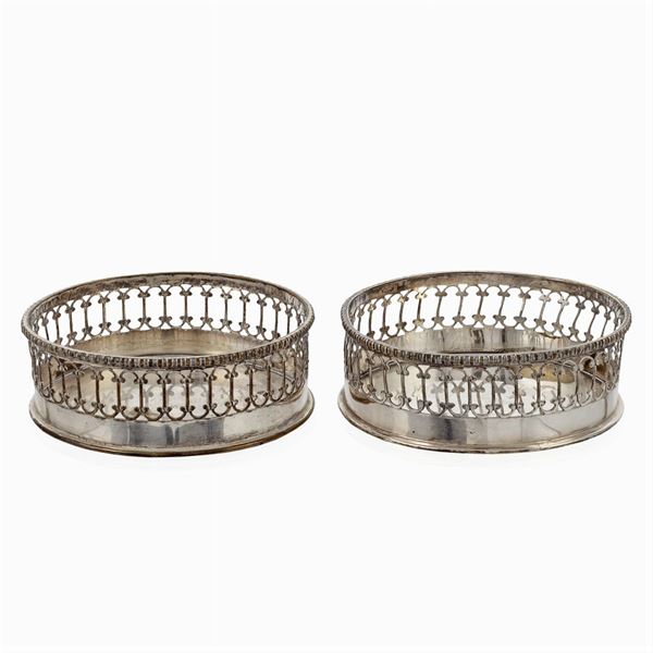 Pair of silver metal  coasters