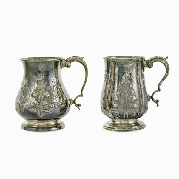 Two silver metal mugs (2)