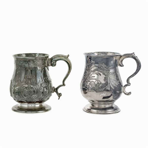 Two silver metal mugs (2)