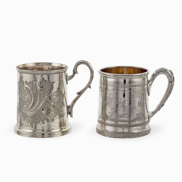 Two silver metal mugs (2)  (England, 19th-20th century)  - Auction Fine Silver and Art of the table - Colasanti Casa d'Aste