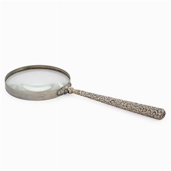 Large silver magnifying glass