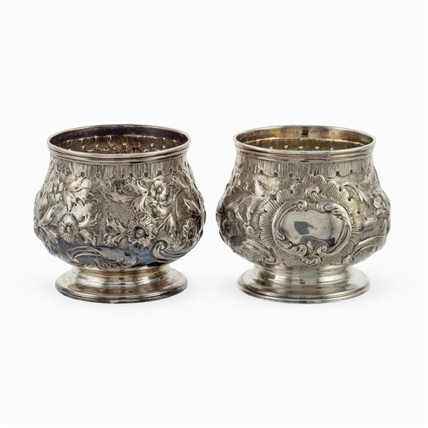 Pair of silver salt cellars