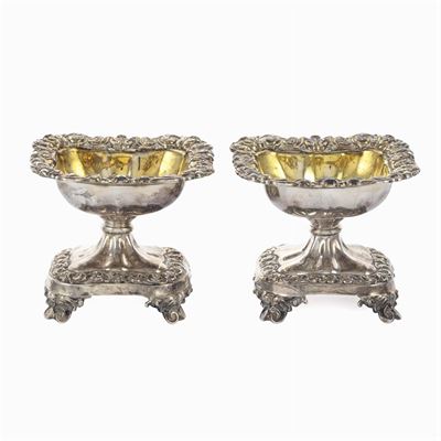 Coppia di Saliere in Argento e Argento Dorato