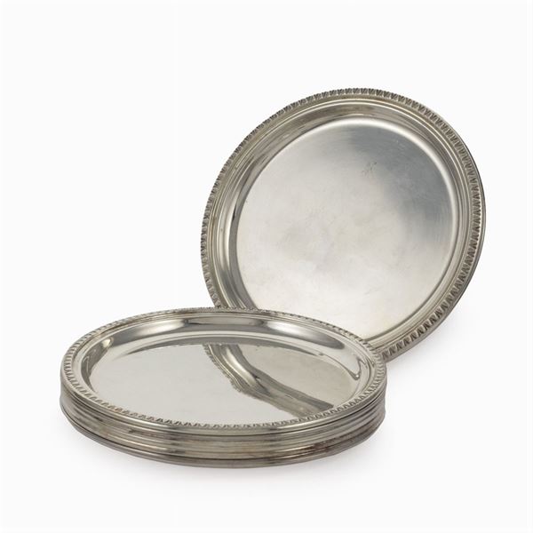 Group of silver bread plates (9)