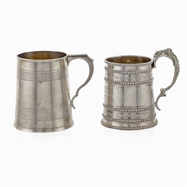 Two  silver and gilded silver tankards (2)
