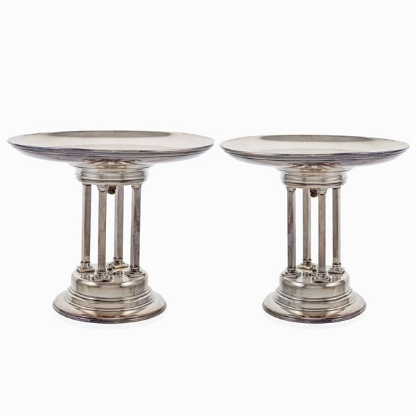 Pair of silver metal centerpiece stands