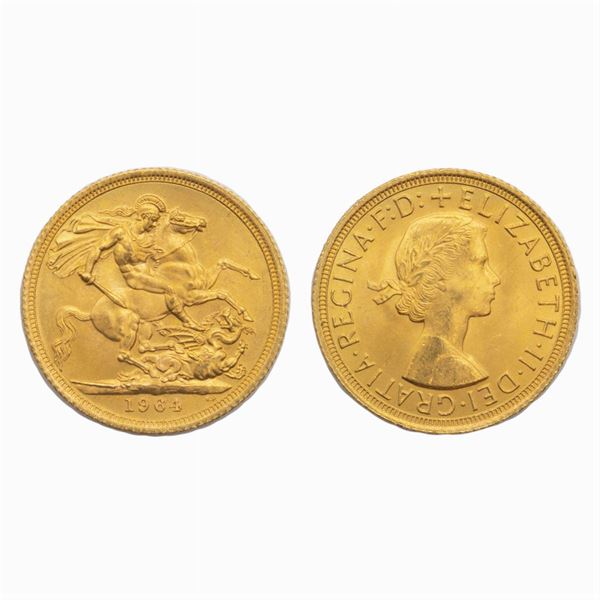 20 sterline in oro  Regina Elisabetta "fiocchetto"  (Inghilterra 1964)  - Asta Gioielli Orologi e Fashion Vintage - Colasanti Casa d'Aste