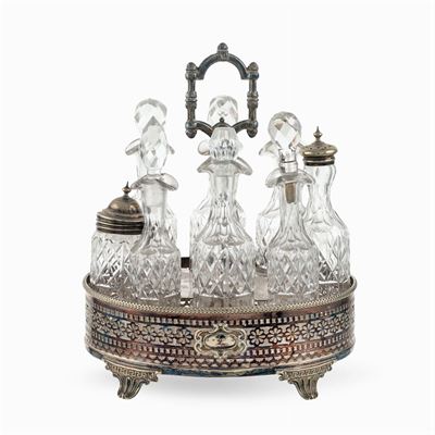 Cruet in Metallo Argentato e Cristallo