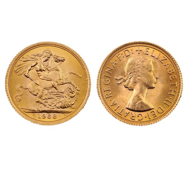 20 Gold Sovereign coins Queen Elizabeth "fiocchetto"