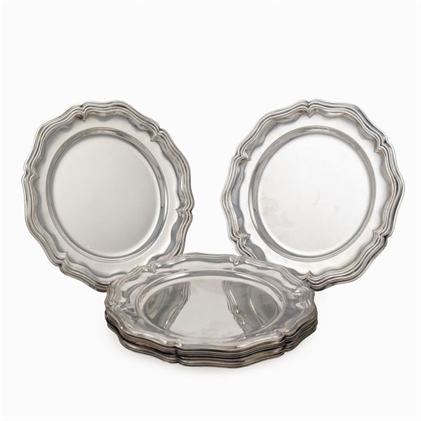 Silver-plated metal dessert plate set (9)