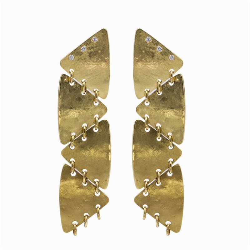 Orecchini Pendenti in Oro Giallo 18kt e Diamanti
