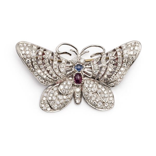 Spilla farfalla in oro bianco 18kt e diamanti  - Asta Gioielli Orologi e Fashion Vintage - Colasanti Casa d'Aste